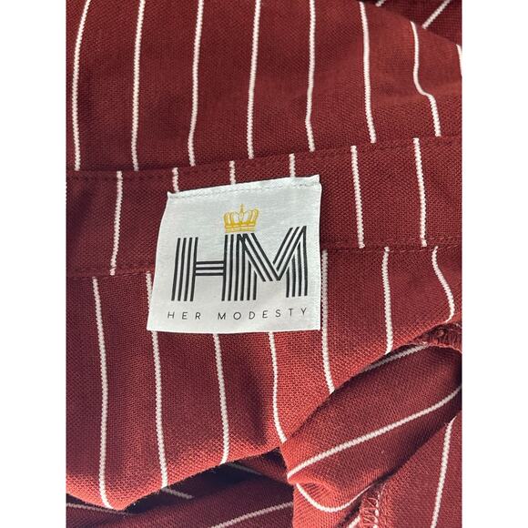 Her Modesty Red Striped Long Sleeve Button Down Dress Women's Size Small - Picture 6 of 7